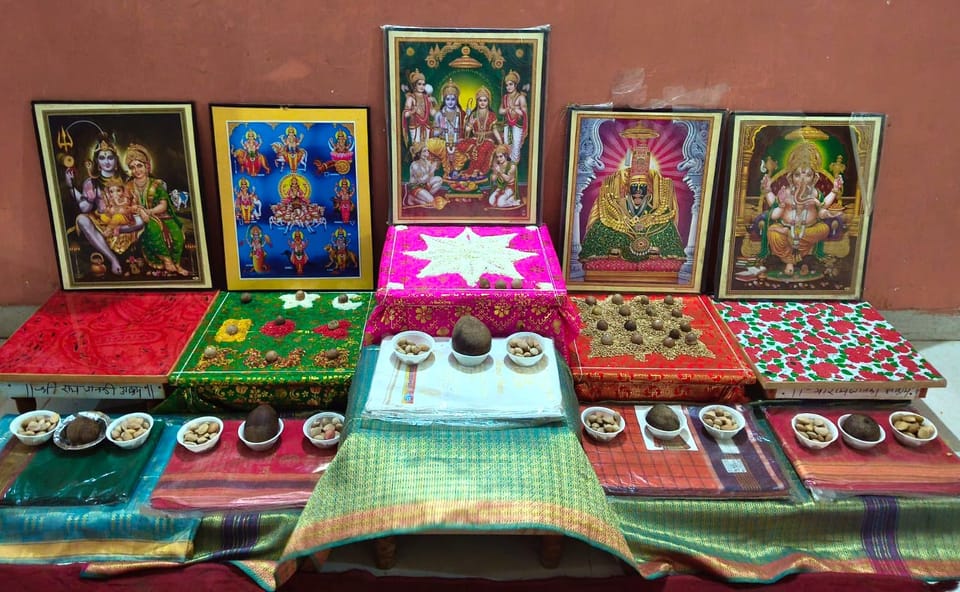 Puja arrangement prepared by Guruji
